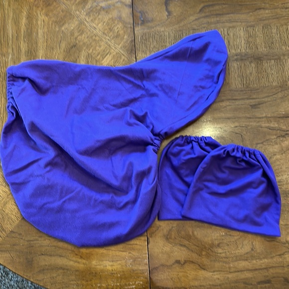 Purple flannel saddle and stirrup covers set - Picture 9 of 9